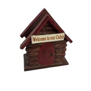 Rustic Welcome to Our Cabin Napkin Holder Log House Lodge Decor Resin